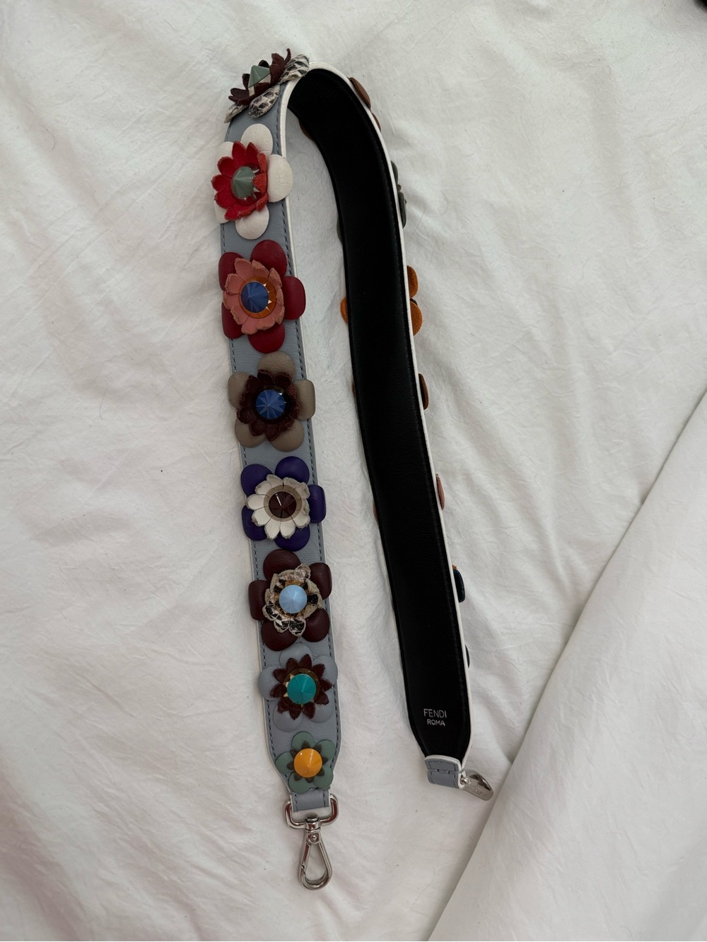 Fendi Shoulder Strap with Multicolor Floral Appliqués